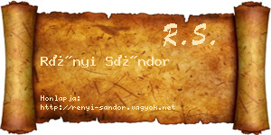 Rényi Sándor névjegykártya