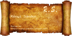 Rényi Sándor névjegykártya